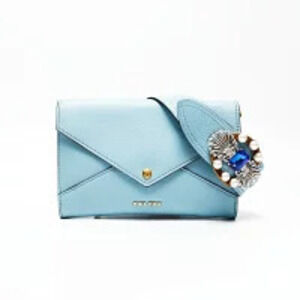 Miu Miu Leather Bag Letter Blue Shoulder